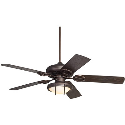 52" Casa Vieja Rustic Indoor Outdoor Ceiling Fan with Light LED Oil Rubbed Bronze Frosted Glass Wet Rated for Patio Porch