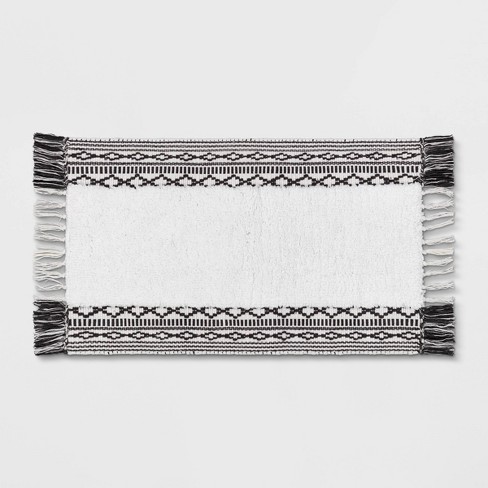 Striped Bath Rug White/Black - Opalhouse™