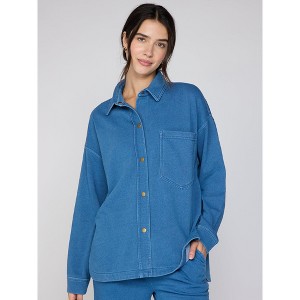 X by Gottex Med Wash Denim Snap Button Shirt - 1 of 4