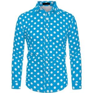 Lars Amadeus Men's Polka Dots Long Sleeves Dress Button Down Shirt - 1 of 4