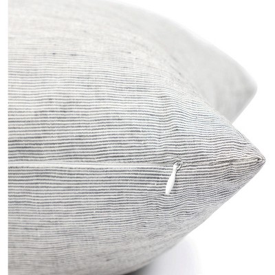 Shadow Pinstripe French Linen Square Throw Pillow