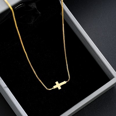 Attop Cross Necklace for Women 14K Gold Silver Plated Dainty Small Cross Pendant Choker Simple Trendy Cute Cross