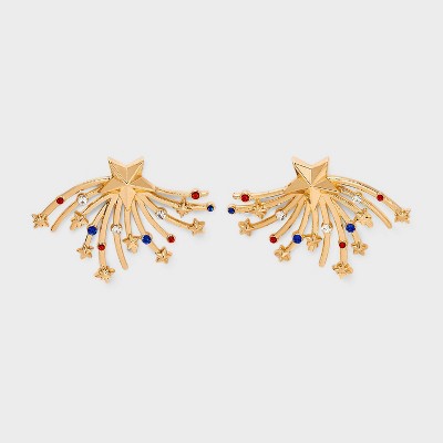 SUGARFIX by BaubleBar Fireworks Show Statement Earrings - Gold/Blue/Red