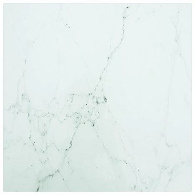 vidaXL Table Top White 15.7"x15.7" 0.2" Tempered Glass with Marble Design