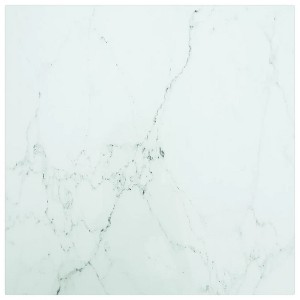 vidaXL Table Top White 15.7"x15.7" 0.2" Tempered Glass with Marble Design - 1 of 4