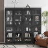62" High Black Glass Door Wood Grain Decorative Storage Cabinet Display Cabinet, with Sufficient Space for 12 Shelves - 2 of 4