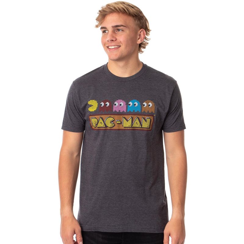 Pac-Man Men's Women's Vintage Licensed Logo Ghosts Graphic T-Shirt New, 1 of 4