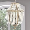 Storied Home Metal and Draped Wood Bead Chandelier Distressed White: Ceiling Light, ETL & UL Listed - image 3 of 4