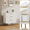 3 Drawer Dresser for Bedroom, Fluted Modern Nightstand with Deep Drawers, Multi-Functional Wooden Organizer for Living Room, Hallway, and Kids Room - 4 of 4