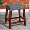 24" Backless Counter Stool with Tweed Seat and Brass Nail Heads, Solid Hardwood Frame with Metal Foot Plates - 3 of 4