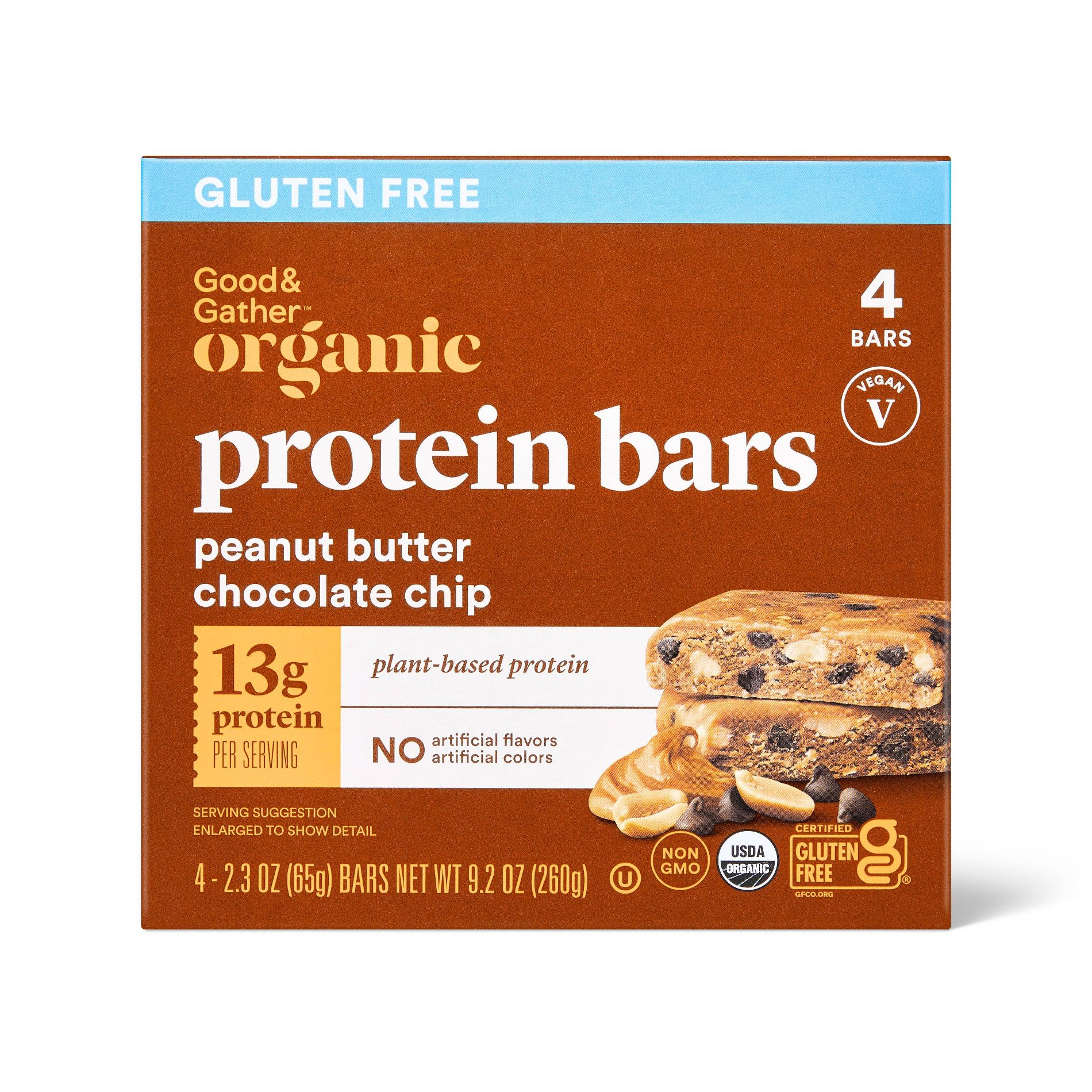 Plant-Based Peanut Butter Chocolate Chip Protein Bars - 11g Protein - 4ct - Good & Gather™