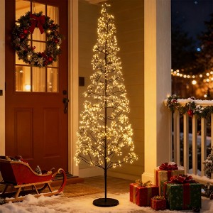 Costway 5/6/7 FT Lighted Alpine Tree with 1500 White LED Lights, Weighted Base for Christmas - 1 of 4