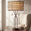 Franklin Iron Works Marlowe 28 3/4" Tall Rustic Modern End Table Lamp Pull Chain Brown Bronze Finish Metal Single Woven Shade Living Room Bedroom - 2 of 4