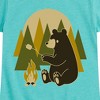 Girls' - Instant Message - Bear Roasting Marshmallows Fitted Short Sleeve Graphic T-Shirt - 2 of 4