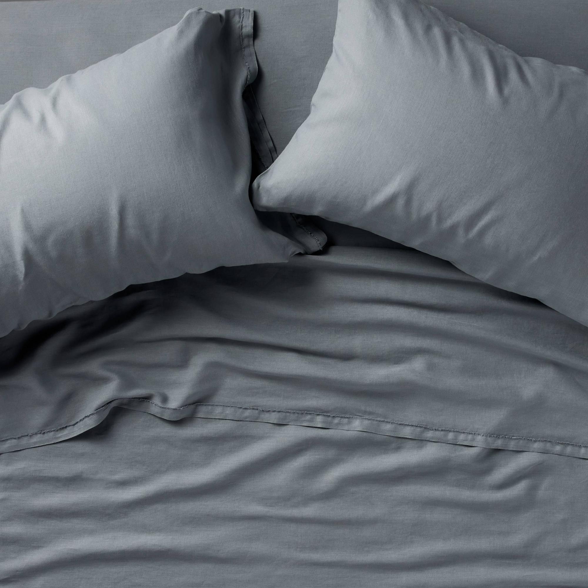 King 100% Linen Sheet Set Mineral Blue - Casaluna™