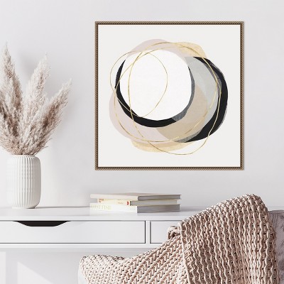 Ring of Gold I Abstract Canvas Art with Bronze Floater Frame