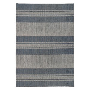 8' X 10'  and Gray Striped Stain Resistant Indoor Outdoor Area Rug - 1 of 4