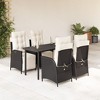 vidaXL 5 Piece Patio Dining Set with Cushions Black Poly Rattan - Adjustable Reclining Chairs and Glass Table for Garden, Backyard, Patio - 2 of 4