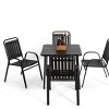 Outdoor Dining Set, 5 Pcs Dining Set with Plastic Chairs and Steel Table, Dining Table with Steel Tabletop and Umbrella Hole-Coolbibila - 3 of 4