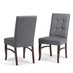 Hawthorne Deluxe Dining Chair Set of 2 Stone Gray Faux Leather - Wyndenhall, Grey Gray