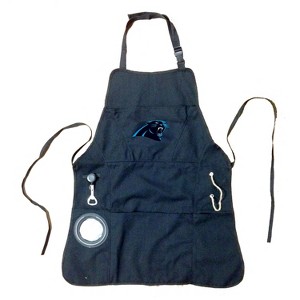 Evergreen Carolina Panthers Black Grill Apron- 26 x 30 Inches Durable Cotton with Tool Pockets and Beverage Holder - 1 of 2
