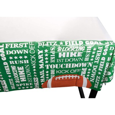Green Football Themed Plastic Rectangular Tablecloth Set