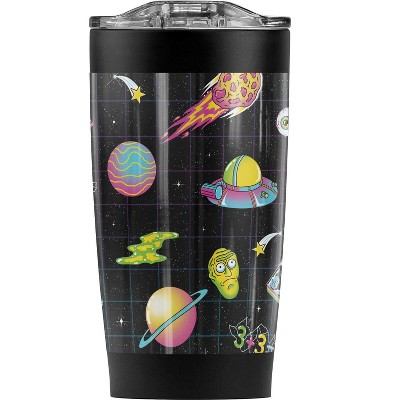 Rick And Morty Retro Grid Pattern Steel Tumbler 20oz Coffee Travel Mug