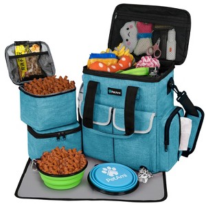 PetAmi Dog Travel Bag, Pet Supplies Accessories Organizer, Traveling Camping Weekend Essentials Kit, Food Container Collapsible Bowls - 1 of 4