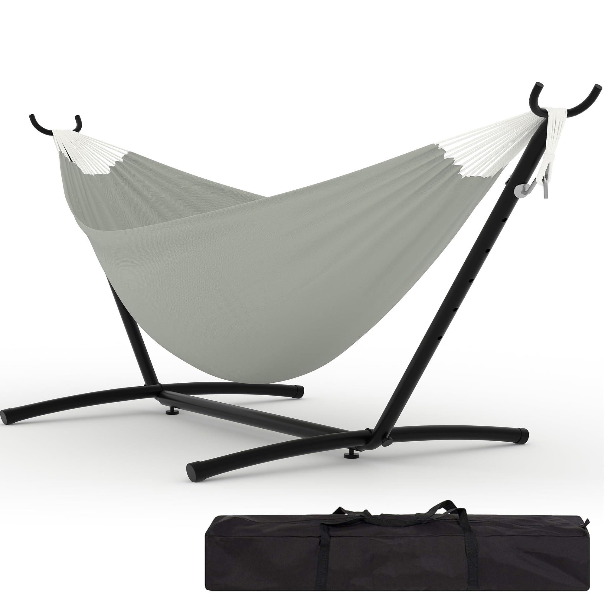 Double Hammock with Stand - Heavy-Duty Portable Steel Set for Indoor/Outdoor, 500lb Capacity, Includes Carrying Bag, Quick Assembly