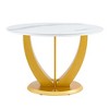 NicBex Dining Room Table for 4 Morden Round Dining Table Counter Height Table with Unique Base Design and Imitation Marble Top for Kitchen, Gold - 4 of 4