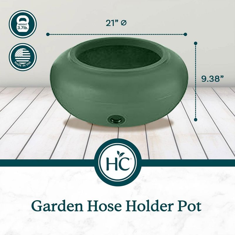 The HC Companies RZ.GH210DF1C001LRDJH 21 Inch Diameter Lightweight Garden Hose Storage Pot for 75-100 Ft Hoses, Pairs w/ Terrazzo Series Pots, Green, 3 of 8