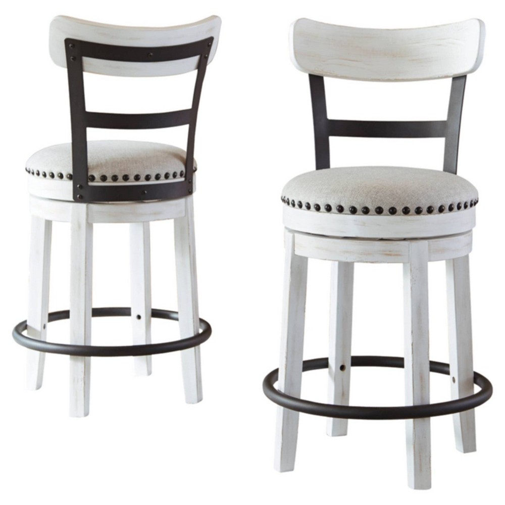 Photos - Chair Ashley Valebeck Upholstered Swivel Counter Height Barstool White - Signature Desi 