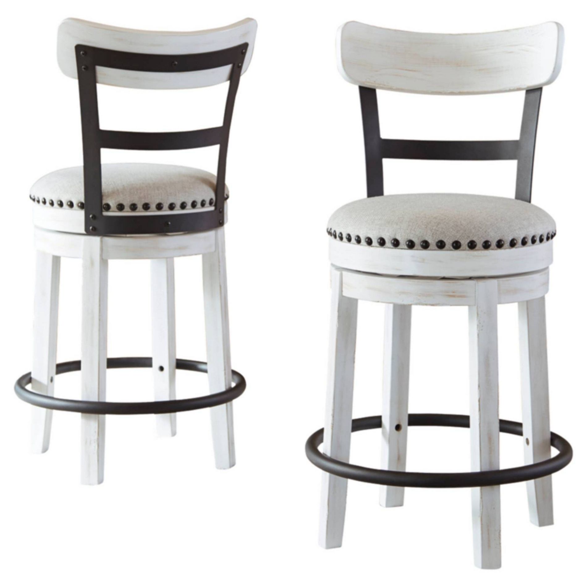 Signature Design by Ashley Valebeck Upholstered Swivel Counter Height Barstool White: Kitchen & Dining Furniture, Curved Back