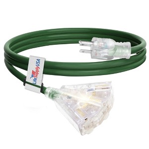 LifeSupplyUSA 12 Gauge 3-Outlet Power Extension Cord Outdoor & Indoor Waterproof Cable SJTW 12/3 ETL Listed - 1 of 4
