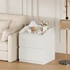 coucheta Nightstand with 2 Drawers, Bedside Table White Modern Side Table with Hndle-free Drawers - 3 of 4