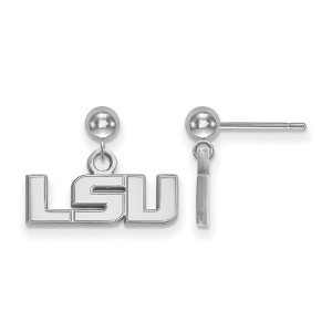 Black Bow Jewelry 14k White Gold Louisiana State Fighting Tigers NCAA Dangle Earrings - 1 of 3