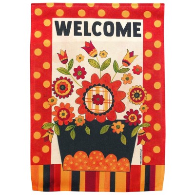 Welcome Fall Bright Orange And Yellow 13 X 19 Polyester Outdoor Hanging ...