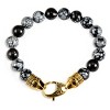 Crucible Men's Snowflake Agate Stone Bead Antiqued Lobster Clasp Bracelet (10mm) - 8" - 2 of 4