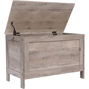 Toy Box, Retro Wooden Look Storage Chest with Safety Hinge, Entryway Storage Bench Supports 220 lb - 1 of 4