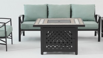 Kaplan 3-Piece Black Steel Outdoor Conversation Set with Cushions