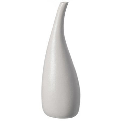 White Teardrop Shaped Ceramic Table Vase, 12.5 Inch