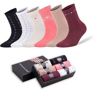Crew Socks for Women Size 6-9 Seamless Toe 6 Pairs with Gift Box - 1 of 4