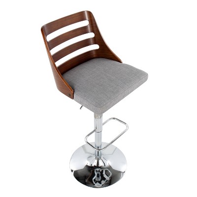 Trevi Walnut and Grey Adjustable Swivel Barstool - Set of 2