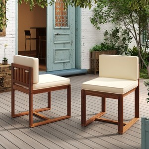 Maggift Patio Accent Chairs with Fixed Armrests, Upholstered, Ergonomic Design for Lawns, Gardens and Porches, Beige, 20.5" * 23" * 31.35" - 1 of 4