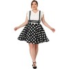 Agnes Orinda Plus Size Suspender Skirt for Women Detachable Strap Polka Dots A-Line Skirts - 3 of 4