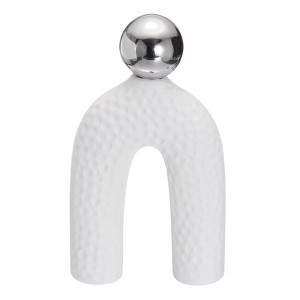 Unique Bargains Ceramics Minimalist Modern Wabi-Sabi Decorative Ornament White and Silver - 1 of 4