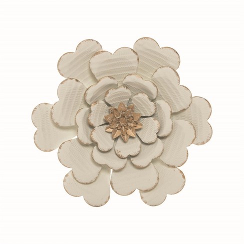 Foreside Home & Garden Rustic Antique White Flower Decorative