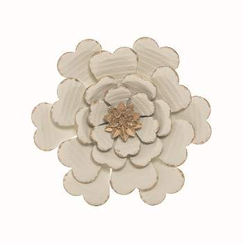 White Metal Layered Flower Wall Décor - Foreside Home & Garden