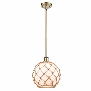Farmhouse Rope - 1 Light Stem Hung Mini Pendant In Industrial Style-13 Inches Tall and 10 Inches Wide - 1 of 1