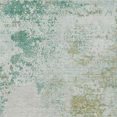 HomeRoots 8' X 10' Beige Teal Blue And Ivory Abstract Washable Indoor Outdoor Area Rug